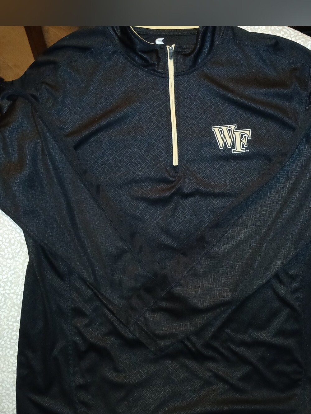 Wake Forest Mens Black Half-Zip Pullover Performance Long Sleeve Shirt